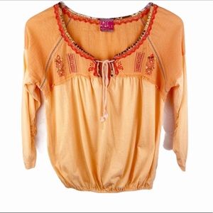 Free People Embroidered Peasant Blouse